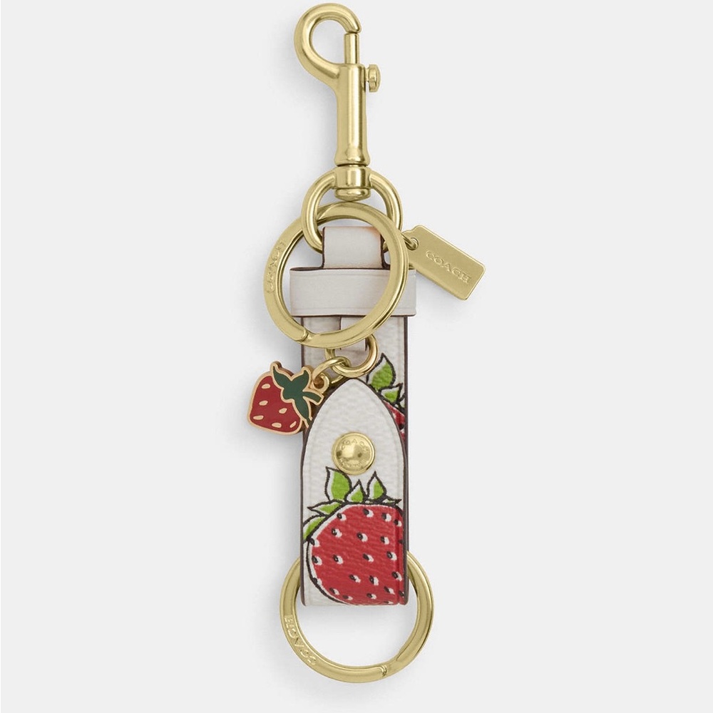 NWT Coach Trigger Snap Bag Charm With Strawberry Print CAO45